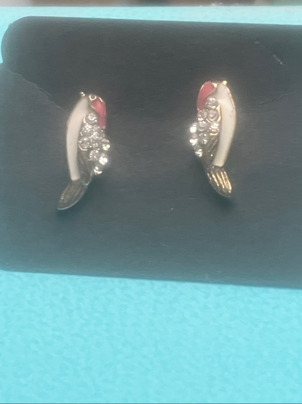 Delicate coral and Silver Crystal bird Accent Stud Earrings - Women Jewelry